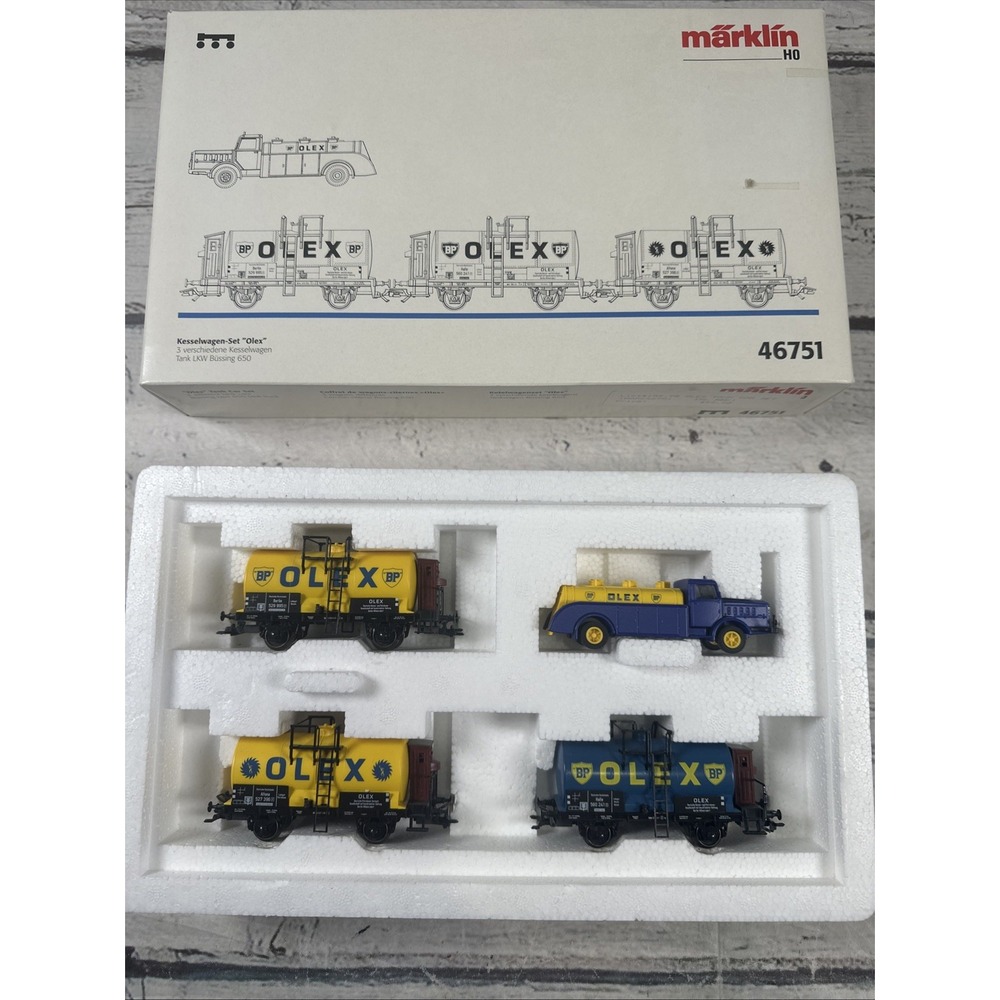Märklin HO 46751 OLEX Tank Car Set w/ Büssing 650 Tank Truck NIB